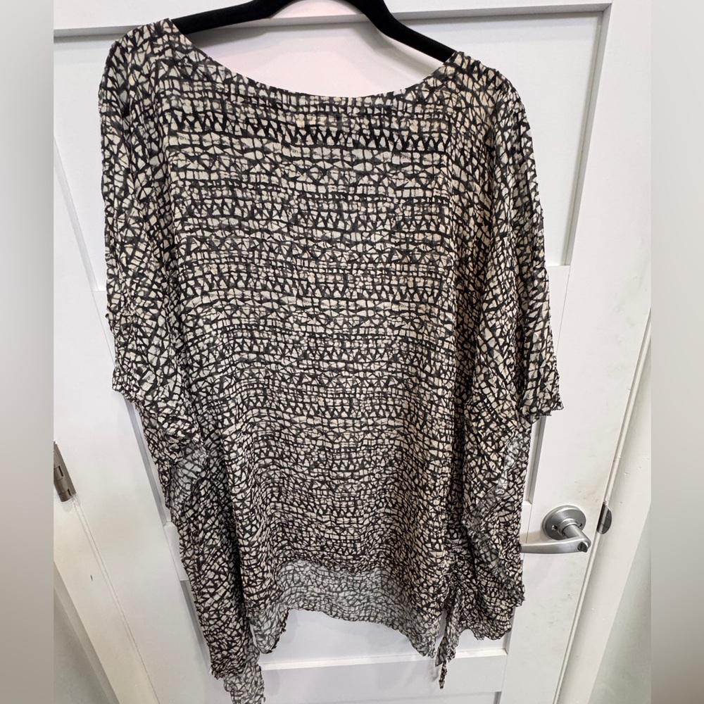 Tory Burch Black and Cream Geometric Tunic XS/S